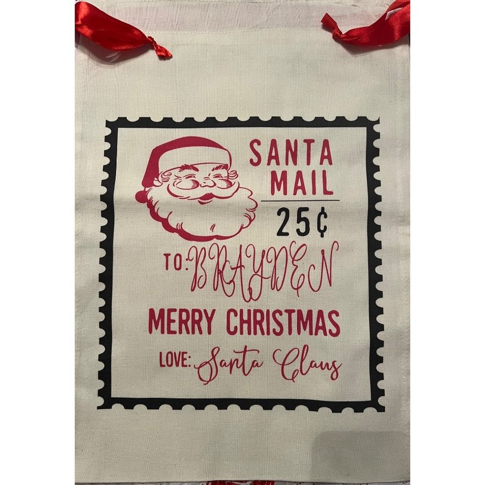 copy-“BRAYDEN" SANTA MAIL SACK  14 X 20" W/DRAWSTRING. Kids / Adult. -NEW!